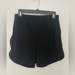 Black Sweatshirt Material Maternity Shorts